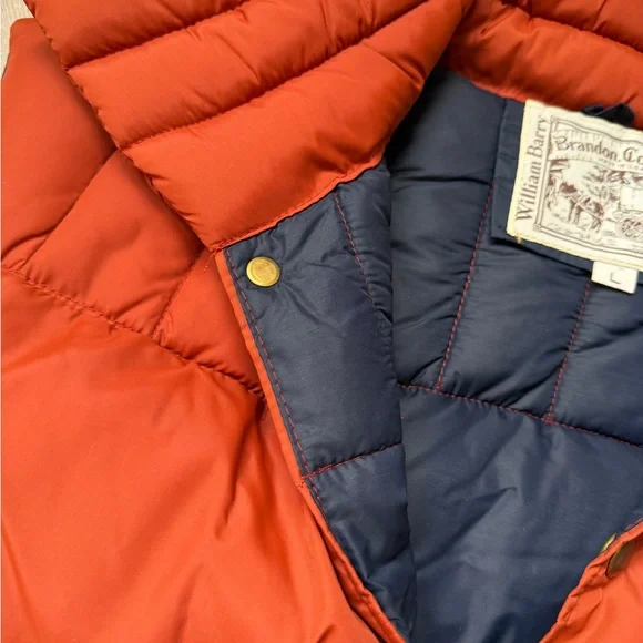 William Barry Rust Orange Quilted Puffer Vest with Navy Lining - Picture 4 of 8
